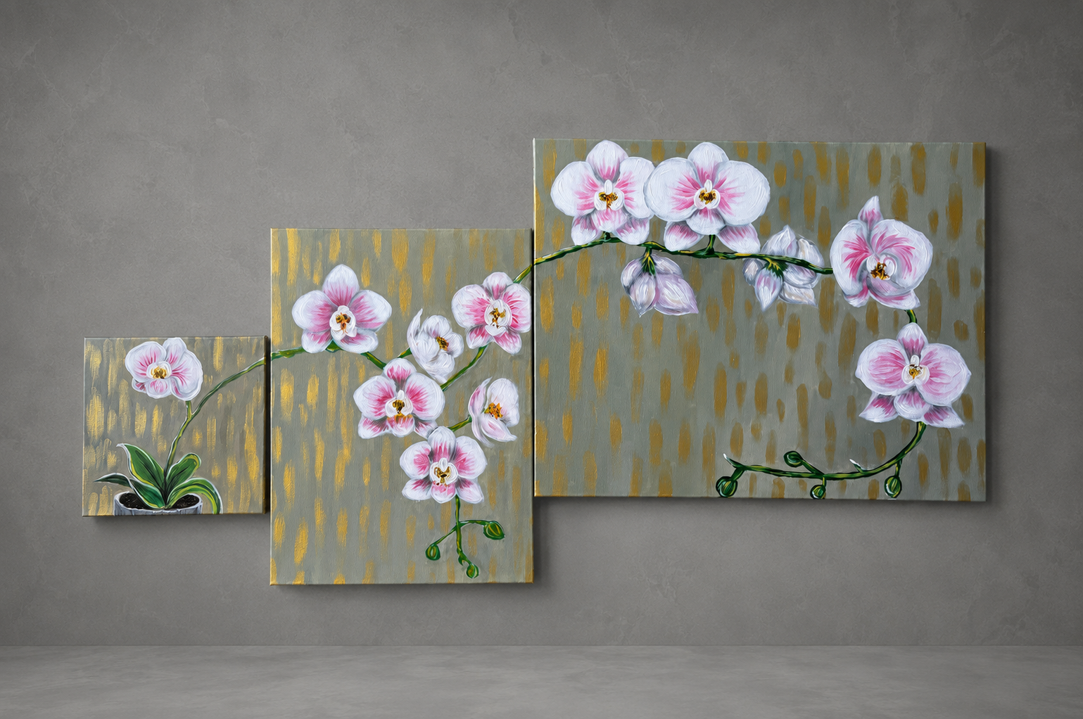 Orchids in Gold Dust painting set