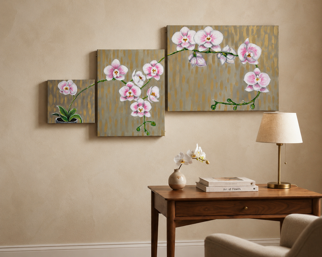 Orchids in Gold Dust painting set